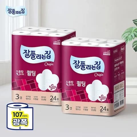 잘풀리는집 도톰한 3겹 퀼팅 광폭 화장지 30m x 24롤 x 2팩 19,930원