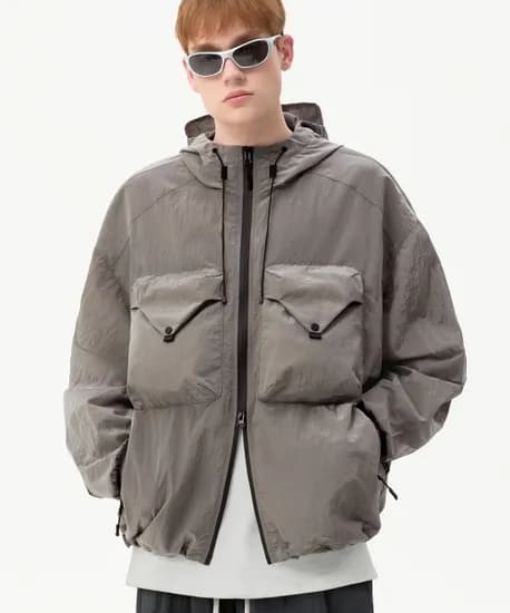트릴리온 빅 포켓 메탈 나일론 후드 집업 윈드브레이커