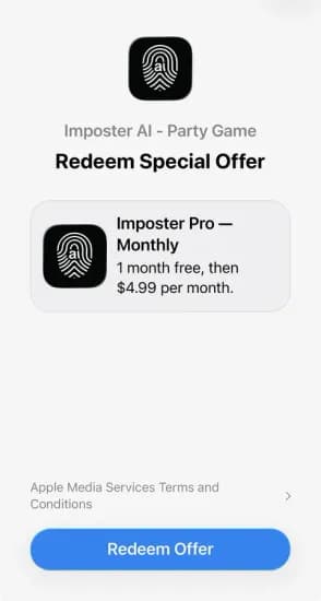 Imposter AI - Imposter Pro 1 month 리딤