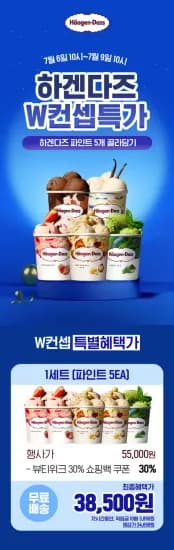 하겐다즈 파인트 5개 (38,500원)