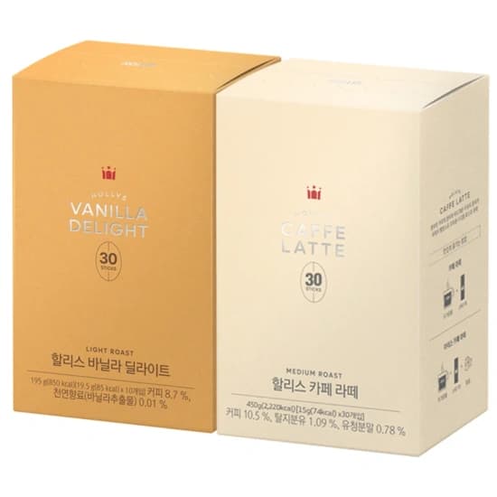 할리스 바닐라딜라이트 30T+카페라떼 30T