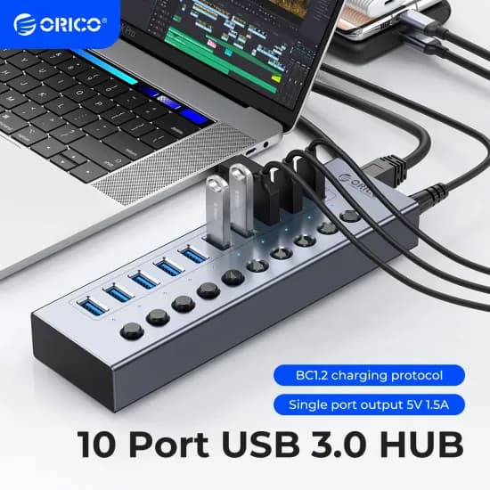 ORICO USB 3.0 HUB 최대 16포트 모델, 전원 어댑터 포함 모델(38.79$ / 무배)