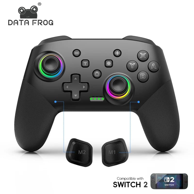 DATA FROG 무선 스위치 프로 컨트롤러 스위치 2용 PC 게임 패드용 OLED 프로그래밍 가능 조이스틱