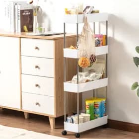 슬림 13cm 틈새 이동식 트롤리 선반 2size