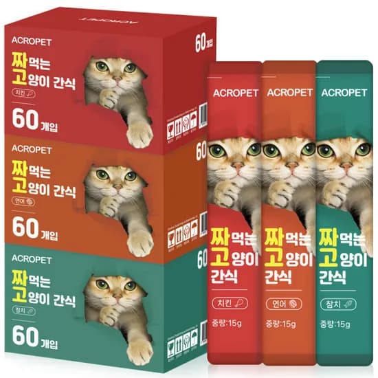 츄르 60개입 3종 참치 연어 치킨 고양이간식