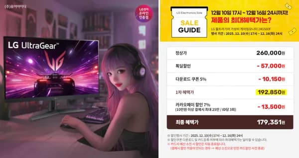 LG 24GS60F 24인치 게이밍 모니터 17.9만원
