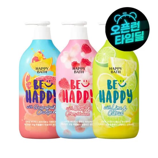 해피바스 스마일 바디워시 900g 3종세트 유자 체리 자몽