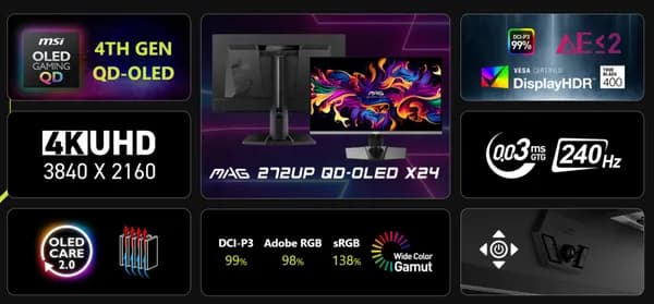 MSI MAG 272UP QD-OLED X24 4K 240 모니터 (최종 : 1,051,690원)