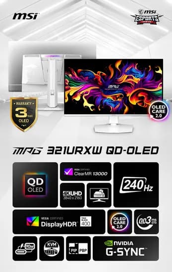 MSI MPG 321URXW QD-OLED 240 4K UHD 모니터 (최종:983,680원)