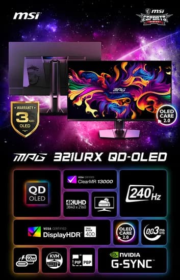 MSI MPG 321URX QD-OLED 240 4K UHD 모니터