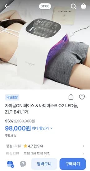 자이글 ON 페이스 바디미스트 O2 LED돔