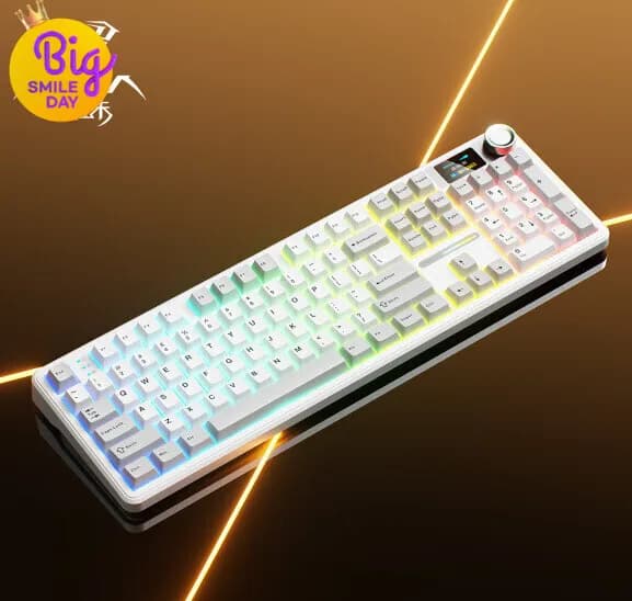 Aula 독거미 F108 pro 유무선 기계식 키보드 화이트 저소음 솜사탕축