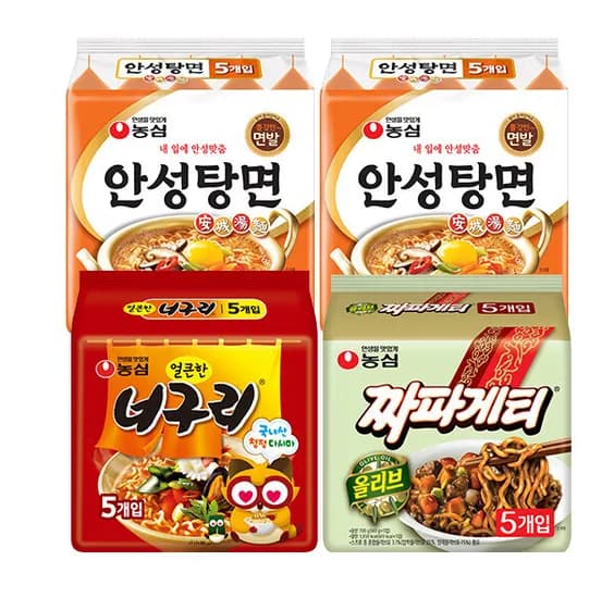 안성탕면 10입 너구리 5입 짜파게티 5입 총 20봉