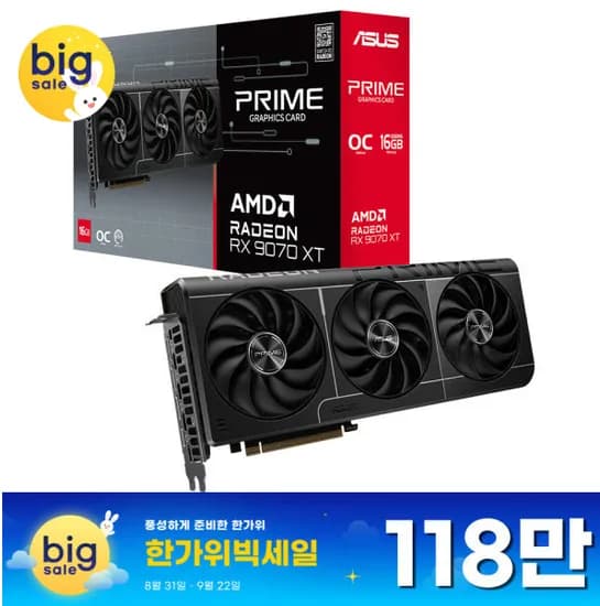 ASUS PRIME 라데온 RX 9070 XT OC D6 16GB