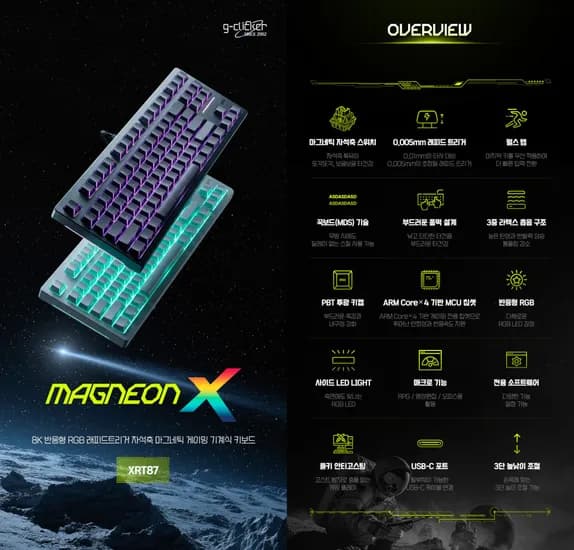 지클릭커 MAGNEON X XRT87 텐키리스 마그네틱 게이밍 키보드