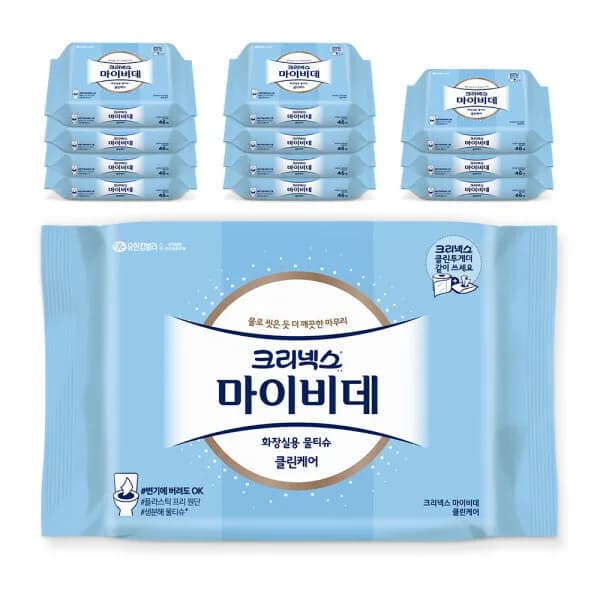 크리넥스 마이비데 클린케어 46매 X 12팩 화장실용 비데물티슈 16,420원