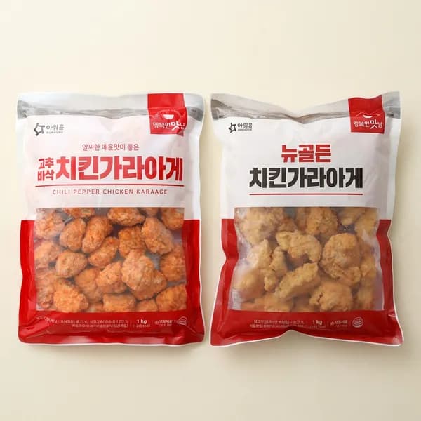 아워홈 뉴골든 치킨가라아게 1kg + 고추 바삭 치킨가라아게 1kg 세트 16,570원