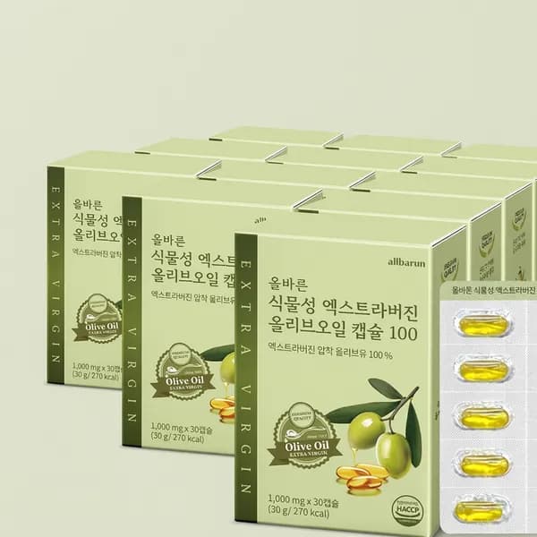 올바른 식물성 엑스트라버진 올리브오일 캡슐 30캡슐 12박스