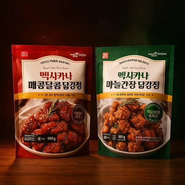 멕시카나 닭강정 매콤달콤 500g 2개 + 마늘간장 500g 1개 1세트