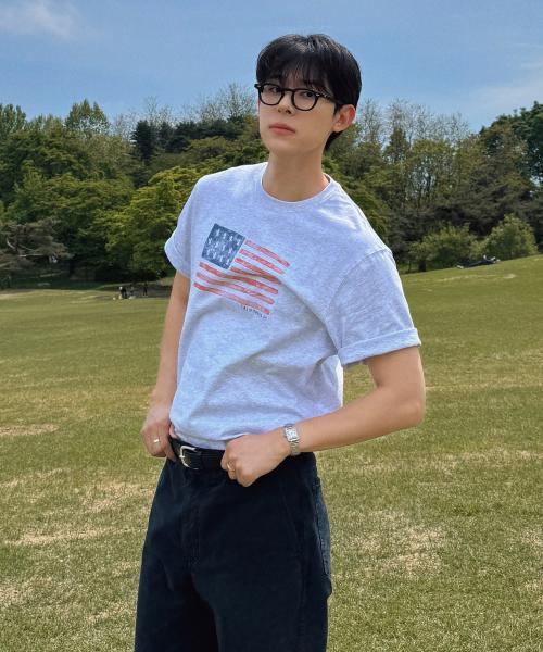 인기글 성조기 후아유 티셔츠