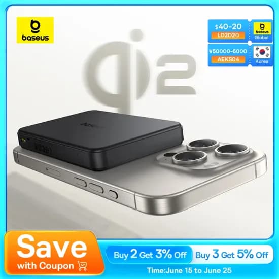 Baseus Qi2 10000mah 15W 맥세이프 보조배터리 $15