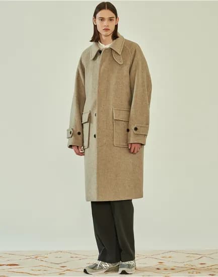 헤지스 캐시 혼방 헤링본 발마칸 코트