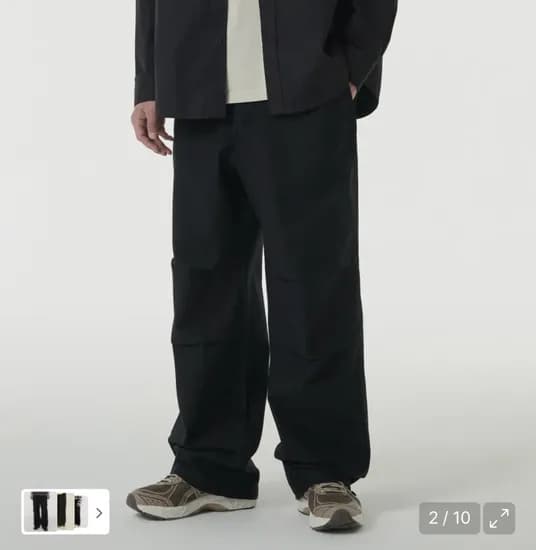 무탠다드 백 사틴 파라슈트 팬츠 블랙 10000원