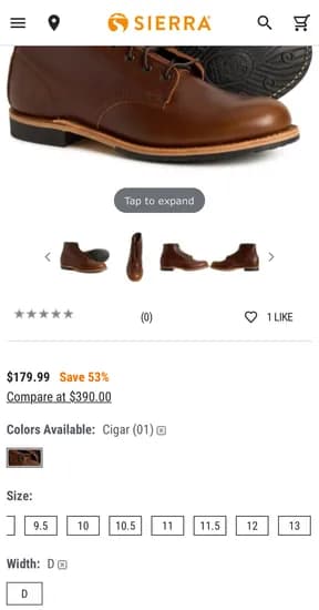 시에라 레드윙 벡맨 시가 9422