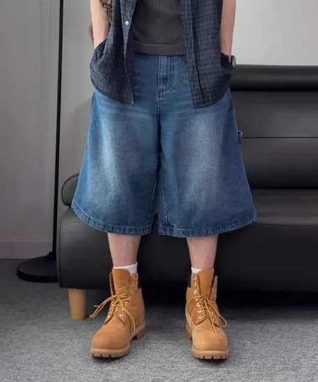 어반디타입 워싱 와이드 버뮤다 팬츠