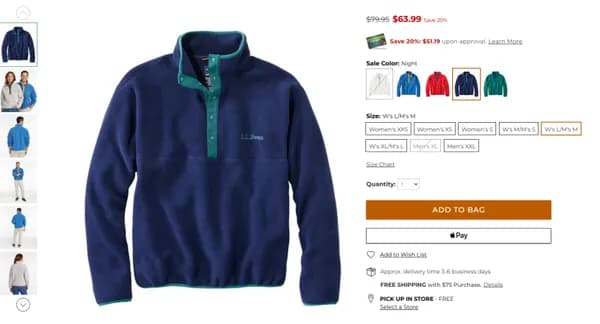 llbean 엘엘빈 플리스 풀오버 57.59$