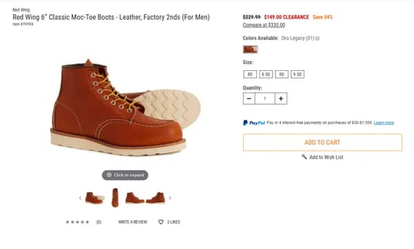 레드윙 목토 149$