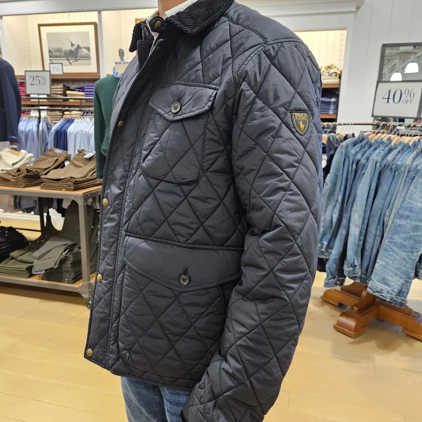 폴로랄프로렌 남성 코듀로이 퀄팅 누빔 자켓