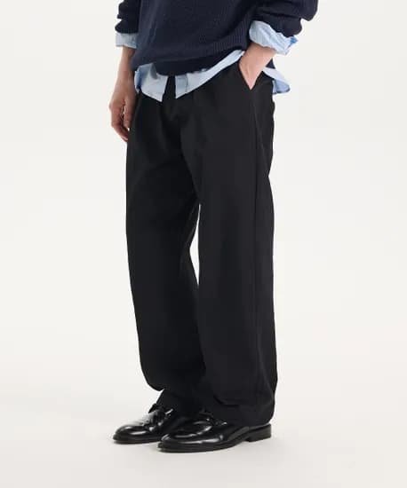 킨록 딥 원 턱 코튼 팬츠