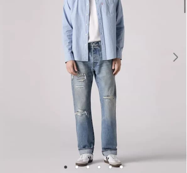 리바이스 501 셀비지 터콰이즈 리벳