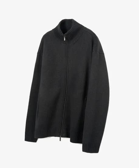 토피 하이넥 헤비웨이트 니트 집업