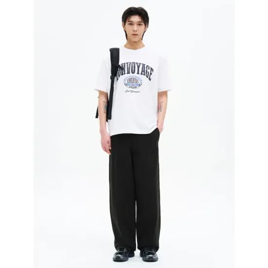 에잇세컨즈 코튼 워시드 퍼티그 팬츠 블랙