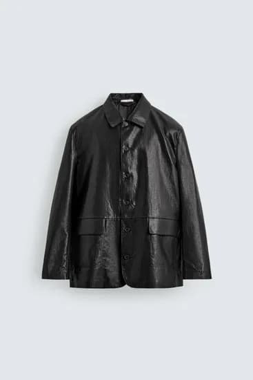 자라 릴렉스핏 페이크 레더 오버 셔츠 5만원
