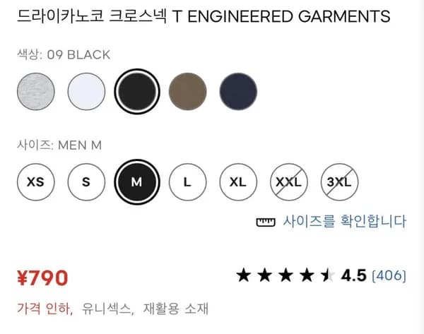 GU x 엔가 카노코 크로스넥 반팔