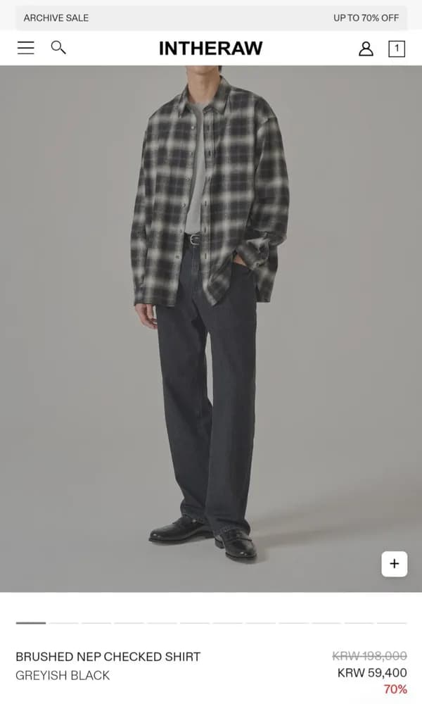 인더로우 셔츠류  70%할인