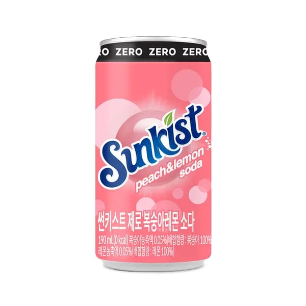 썬키스트 제로 복숭아레몬소다 190ml 30개 8,700원