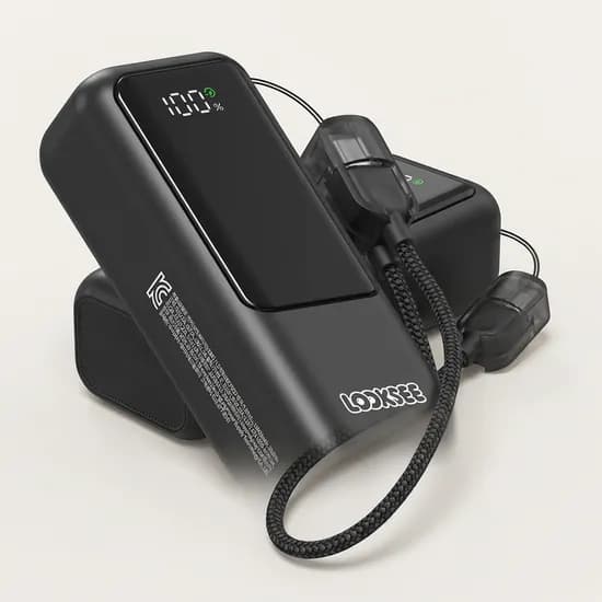 하루특가) 룩씨 미니 그립 보조배터리 10000mAh, 블랙, 1개 +