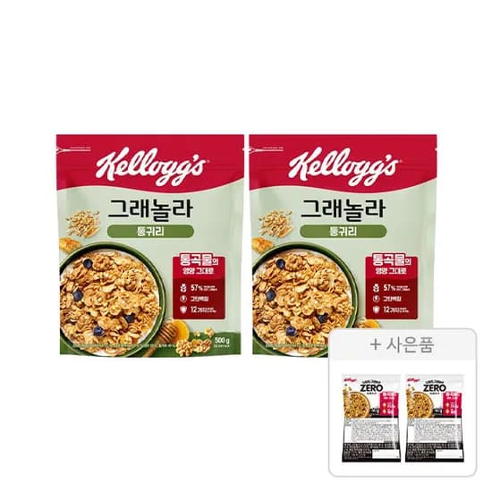 켈로그 통귀리그래놀라 500g, 2개 + 증정