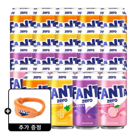 환타 제로 오렌지 파인 포도 피치 350ml 4종 6입 총 24캔