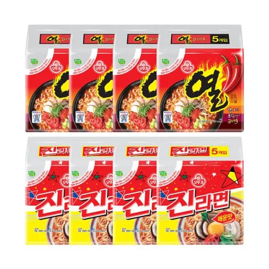 오뚜기 진라면 매운맛 120g 20개 + 열라면 120g 20개