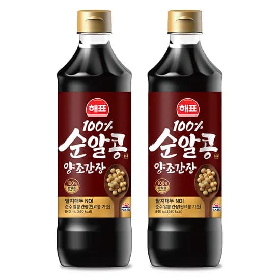 하루특가) 해표 순알콩 양조간장, 840ml, 2개