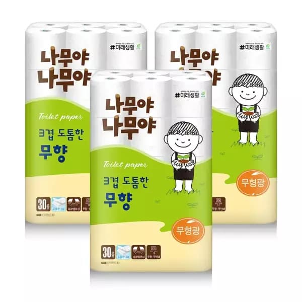 나무야나무야 3겹 도톰한 무향 30m 30롤 3개