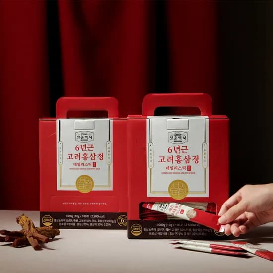 하루특가) 청춘백서 6년근 고려홍삼정 데일리스틱 골드, 10g, 100포, 2박스