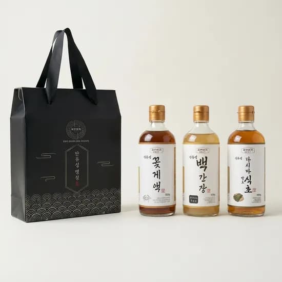 자연미가 안유성 백간장 560g 1개+꽃게액 560g 1개+다시마발효식초 560g 1개