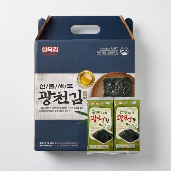 삼육김 들기름으로 구운 광천김 선물세트 3호 11g 12봉 1박스