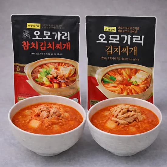 마포맛집 오모가리 돼지김치찌개 1팩+참치김치찌개 1팩 (총4인분) / 매장 동일 김치사용 [원산지:상세설명에 표시]